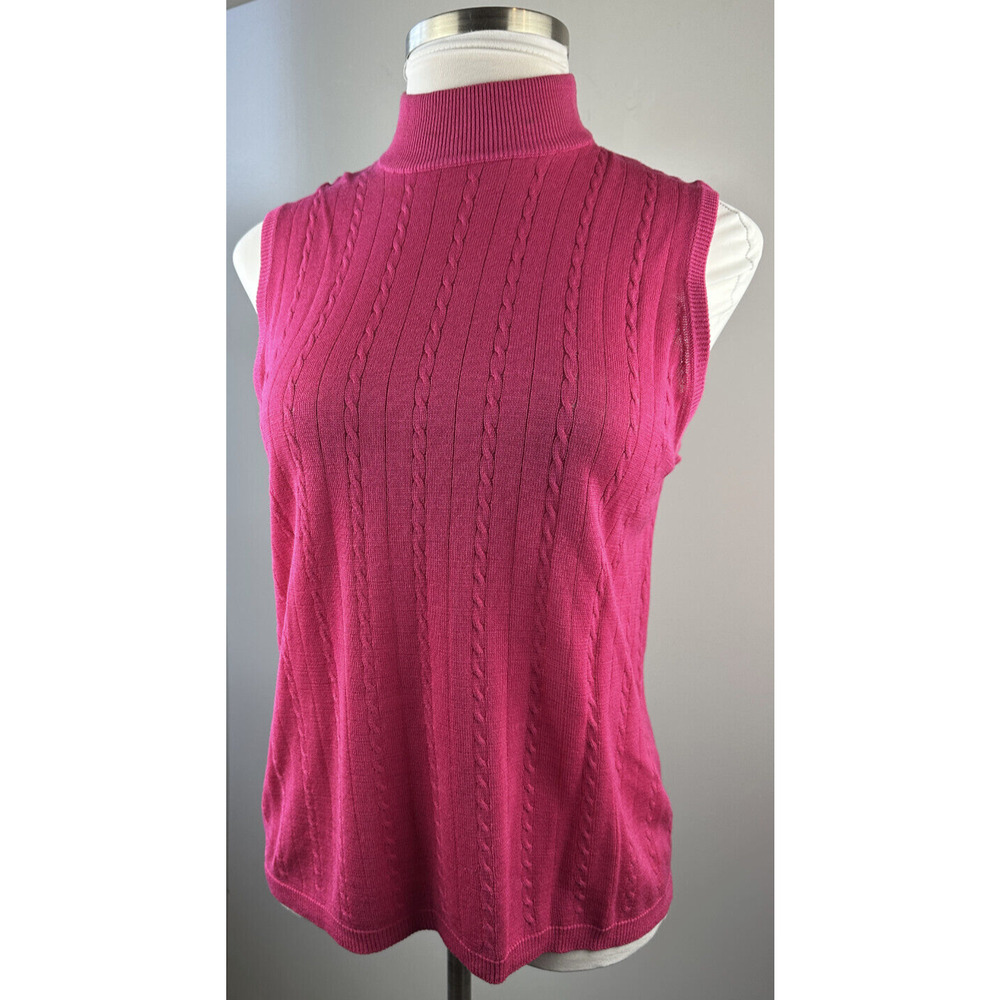 Diane Gilman Silk Cable Knit Sleeveless Top & Button Cardigan Set Plus Size 2X - Picture 3 of 16